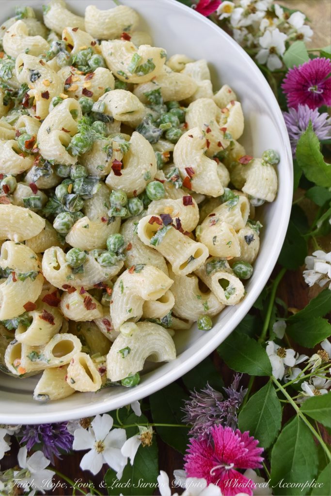 Green Pea & Herb Macaroni Salad - This herb-packed macaroni salad uses frozen sweet baby peas for extra nutrition and taste. I just love it when a pasta salad utilizes vegetables, not only for flavor but also as an added health benefit, don't you? Serving this side salad is definitely a great way to get your kids to eat their veggies.