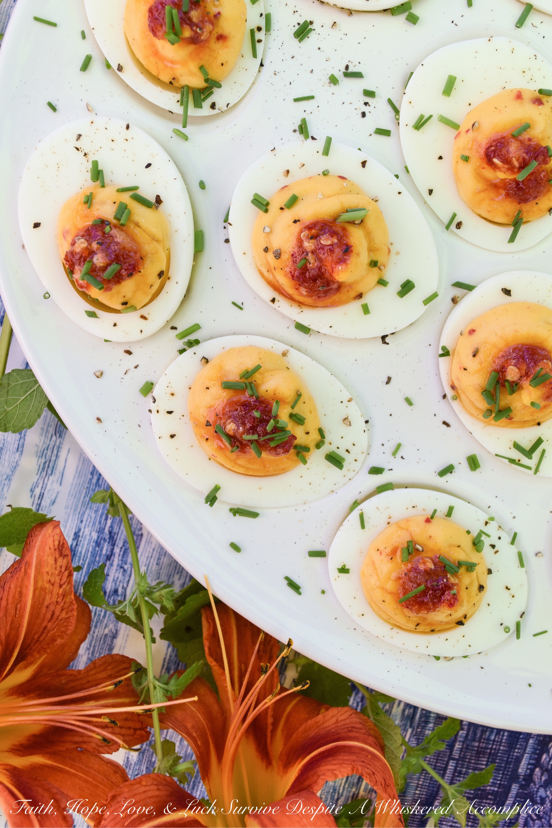 Deviled Eggs with Red Chili Garlic Sauce