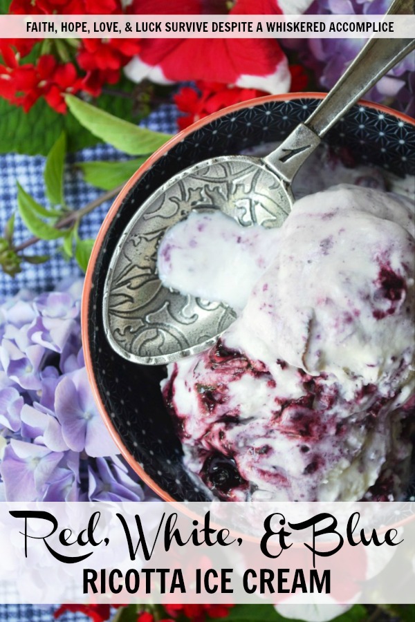 Blue Ricotta Ice Cream - This summer, celebrate the 4th of July with red, white, and blue ice cream made using ricotta, milk, and heavy whipping cream. Swirl in homemade blueberry sauce and finely chopped fresh cherries to create a patriotic dessert your entire family will enjoy.