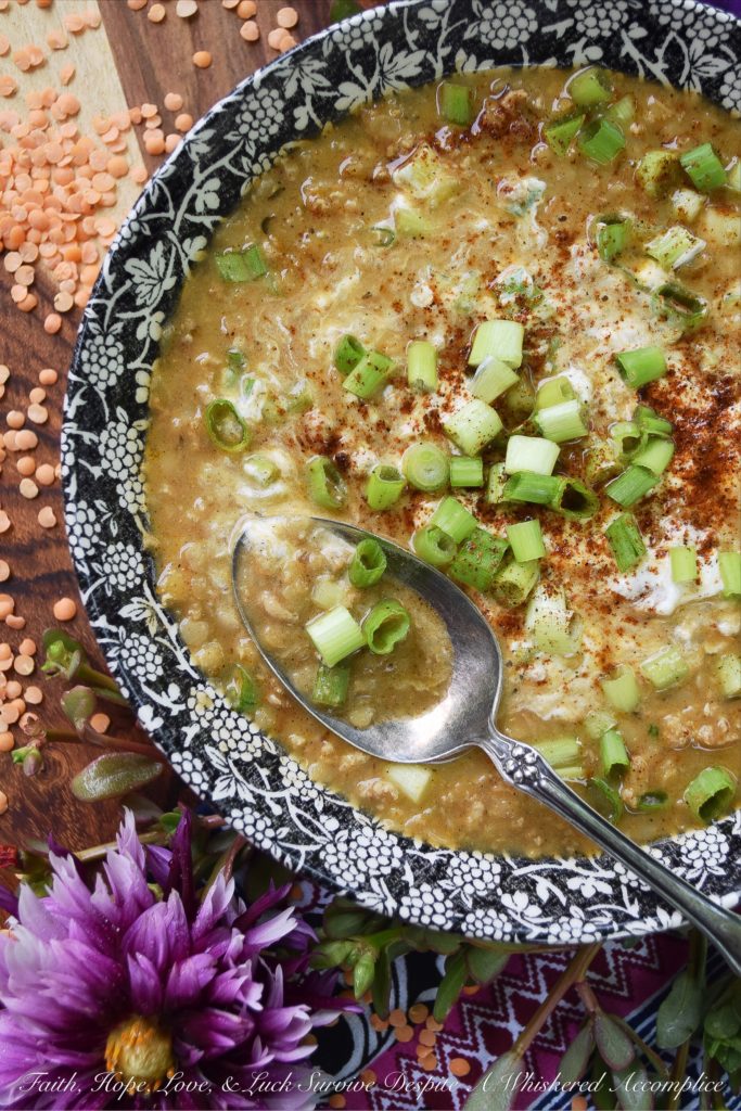 Tomato-Free Ground Chicken & Red Lentil Chili - Looking for a chili recipe that doesn’t call for tomatoes? Then you’re gonna love this homemade ground chicken chili recipe. The green chile enchilada sauce it contains gives it so much flavor, and the red lentils help thicken it up nicely. Add in a few herbs and spices, and this is one tasty tomato-free chili recipe.