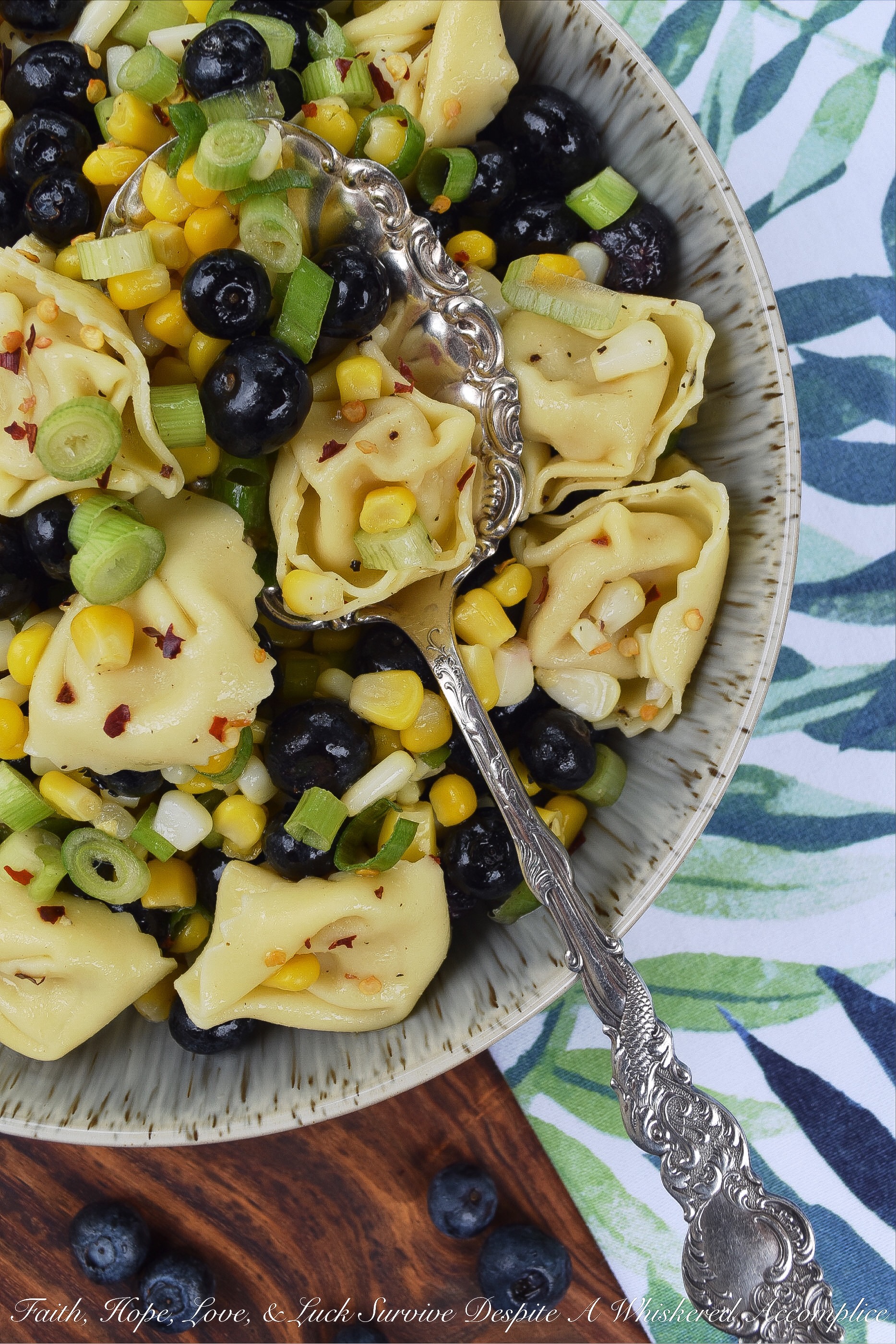 Tortellini Pasta Salad with Corn and Blueberries