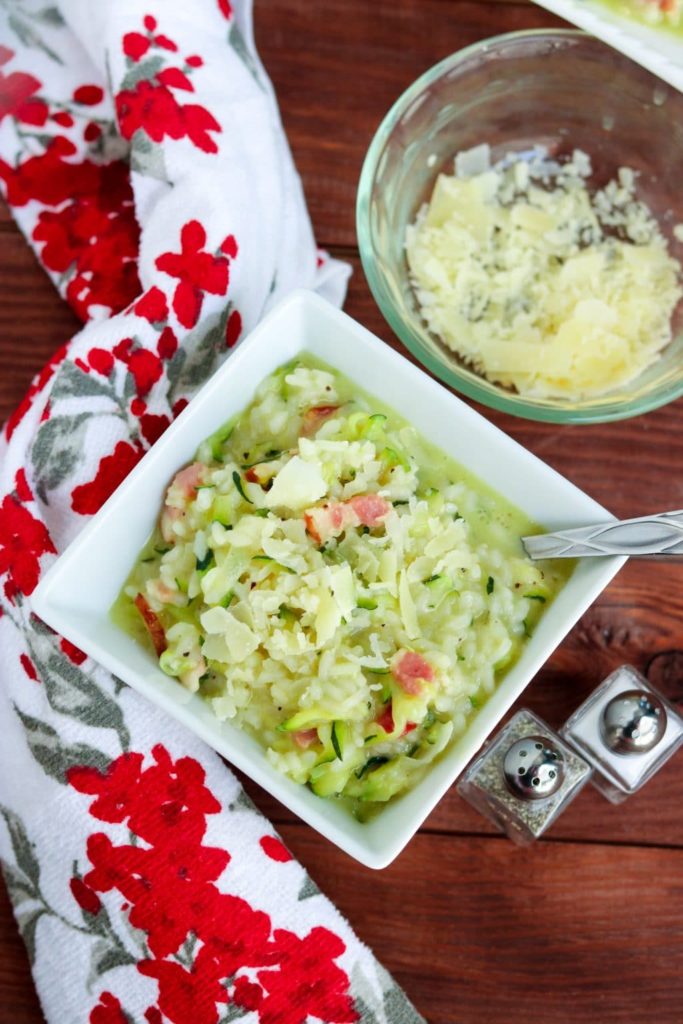 Bacon Zucchini Risotto - Kylee Cooks - Welcome to Friday! Friday! Friday! Favorites! Each Friday we'll be sharing our favorite recipes of the week from other fabulous food bloggers, so make sure to visit and see what tasty over-the-top dishes we're most excited about.