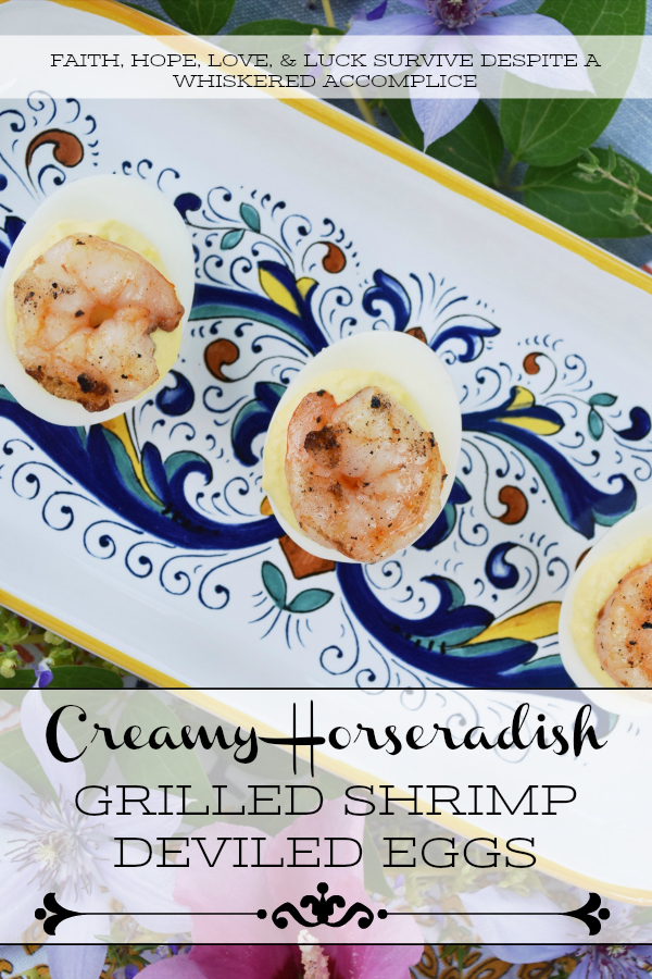 Creamy Horseradish Grilled Shrimp Deviled Eggs - Add a little zing to your next batch of deviled eggs by adding a little bit of creamy horseradish to the deviled egg filling. As an extra special treat, top each deviled egg with a shrimp which has been marinated in olive oil, salt, pepper, and paprika, and then grilled to perfection.