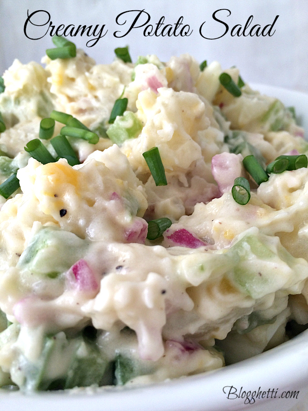 Creamy Potato Salad - Blogghetti - Summer will be over before you know it. So, while the weather is still hot, get out and enjoy it as much as you can. We're helping you by sharing all our favorite picnic and cookout recipes. Hopefully, they'll inspire you to spend time with friends in the sun and enjoy the warm summer weather while it lasts.
