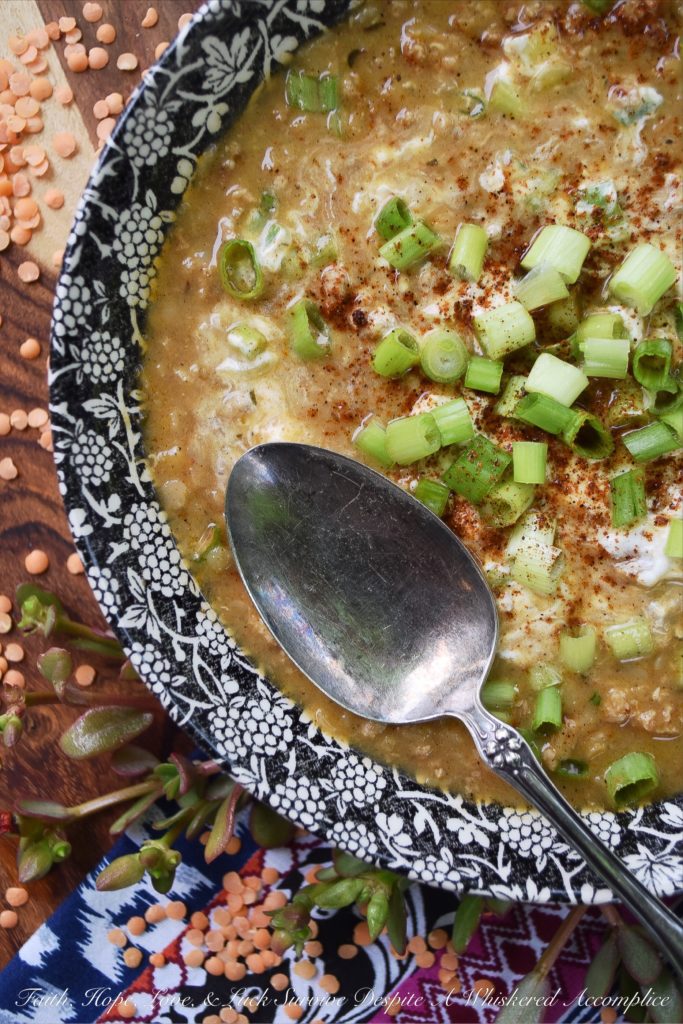 Tomato-Free Ground Chicken & Red Lentil Chili - Looking for a chili recipe that doesn’t call for tomatoes? Then you’re gonna love this homemade ground chicken chili recipe. The green chile enchilada sauce it contains gives it so much flavor, and the red lentils help thicken it up nicely. Add in a few herbs and spices, and this is one tasty tomato-free chili recipe.