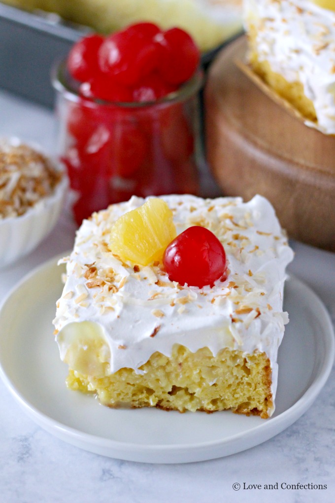 Easy Pina Colada Poke Cake - Love and Confections - Welcome to Friday! Friday! Friday! Favorites! Each Friday we'll be sharing our favorite recipes of the week from other fabulous food bloggers, so make sure to visit and see what tasty over-the-top dishes we're most excited about.