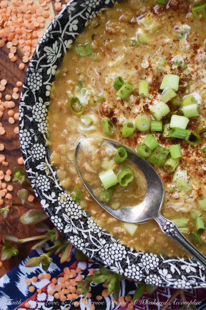 Tomato-Free Ground Chicken & Red Lentil Chili - Looking for a chili recipe that doesn’t call for tomatoes? Then you’re gonna love this homemade ground chicken chili recipe. The green chile enchilada sauce it contains gives it so much flavor, and the red lentils help thicken it up nicely. Add in a few herbs and spices, and this is one tasty tomato-free chili recipe.