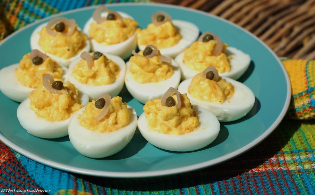 Quick Pickled Shallot Deviled Eggs - The Saucy Southerner - Summer will be over before you know it. So, while the weather is still hot, get out and enjoy it as much as you can. We're helping you by sharing all our favorite picnic and cookout recipes. Hopefully, they'll inspire you to spend time with friends in the sun and enjoy the warm summer weather while it lasts.