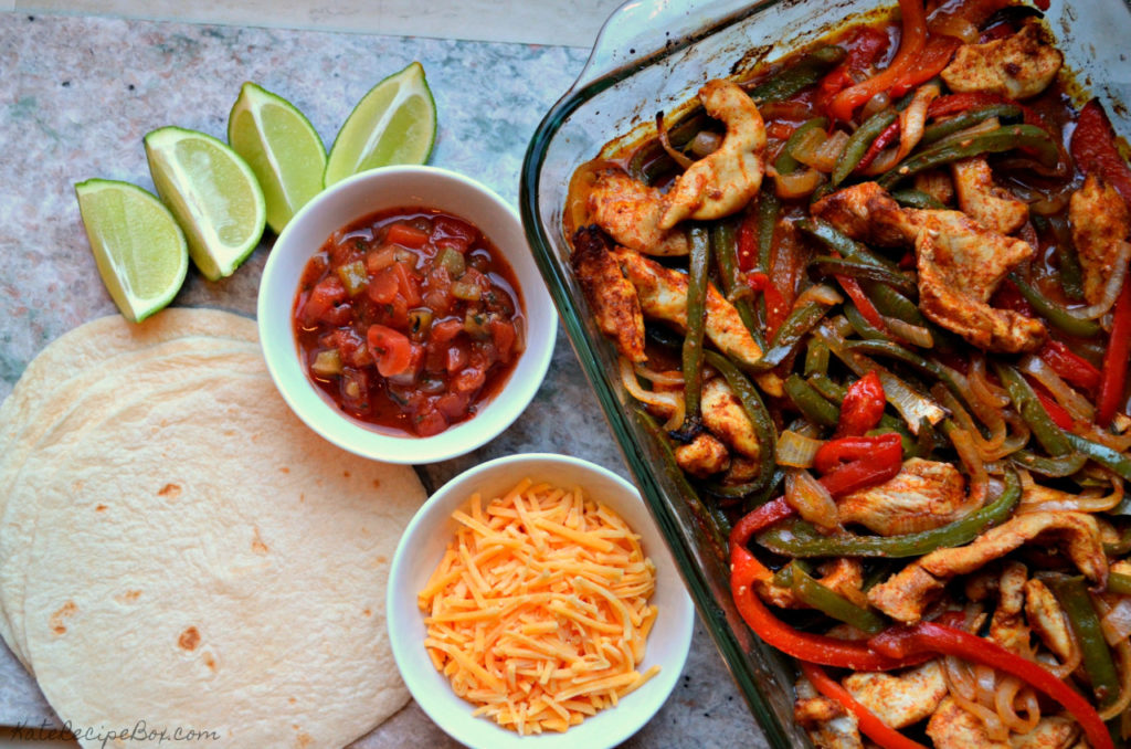 Baked Chicken Fajitas - Kate's Recipe Box - September 2019 Recipe Round-Up - When September arrives and all of the kids go back to school, quick and easy breakfast and weeknight meals are always a brilliant idea. This month, we're sharing some of our favorite time-saving recipes to help you get breakfast and dinner on the table in the least amount of time possible.