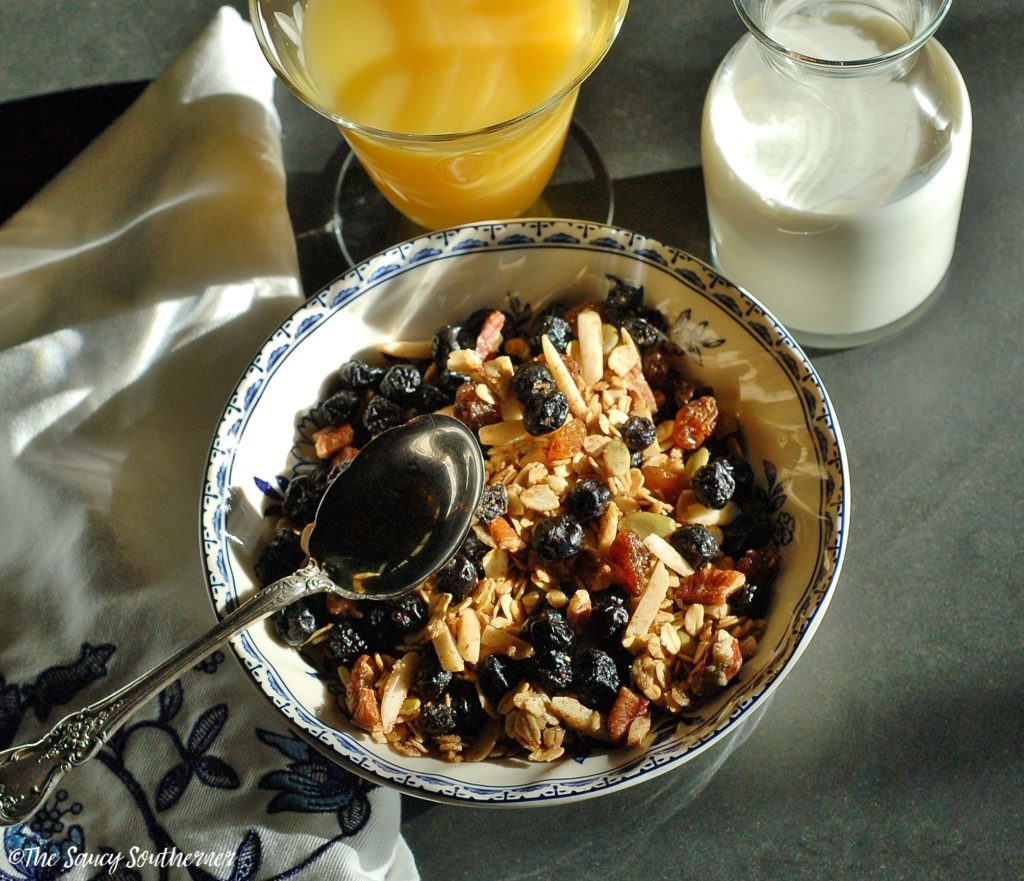 Blueberry Almond Granola - The Saucy Southerner - September 2019 Recipe Round-Up - When September arrives and all of the kids go back to school, quick and easy breakfast and weeknight meals are always a brilliant idea. This month, we're sharing some of our favorite time-saving recipes to help you get breakfast and dinner on the table in the least amount of time possible.