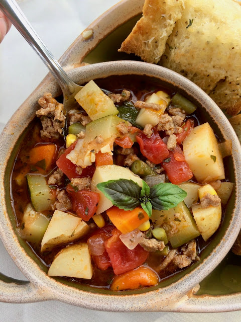 Turkey and Summer Vegetable Soup - Savory Moments - September 2019 Recipe Round-Up - When September arrives and all of the kids go back to school, quick and easy breakfast and weeknight meals are always a brilliant idea. This month, we're sharing some of our favorite time-saving recipes to help you get breakfast and dinner on the table in the least amount of time possible.