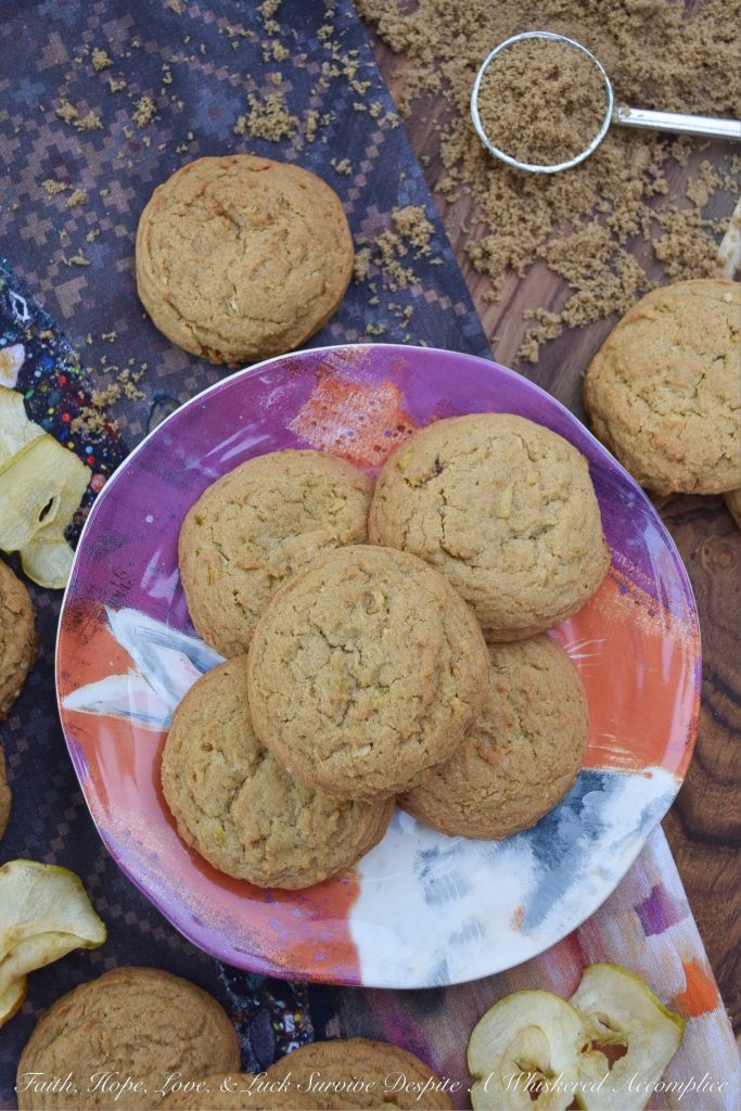 Chewy Brown Sugar Apple Chip Cookies - These extra-large apple-flavored cookies are the perfect blend of sweetness and chewiness, thanks to the brown sugar and finely crushed apple chips which they contain. The only problem with these sweet chewy cookies is that they are almost too good to resist.