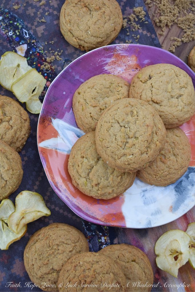 Chewy Brown Sugar Apple Chip Cookies - These extra-large apple-flavored cookies are the perfect blend of sweetness and chewiness, thanks to the brown sugar and finely crushed apple chips which they contain. The only problem with these sweet chewy cookies is that they are almost too good to resist.