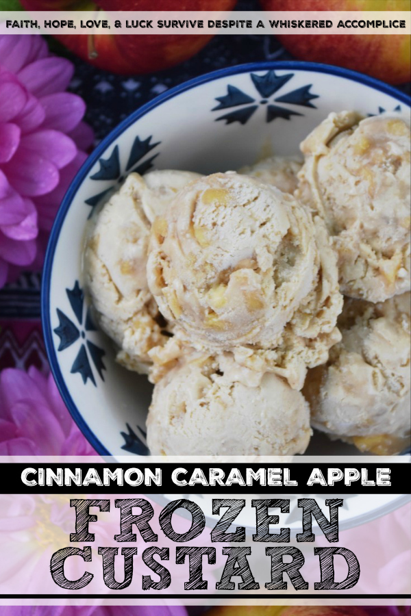 Cinnamon Caramel Apple Frozen Custard - Just because summer is over, doesn't mean that you have to store your ice cream machine away. This over-the-top delicious frozen custard can be made in one of two ways. You can either swirl room-temperature homemade caramel apple sauce into layers of the cinnamon frozen custard or you can serve the cinnamon frozen custard drizzled with warm caramel apple sauce. No matter which way choose, I know you're going to absolutely love this sweet autumn dessert.