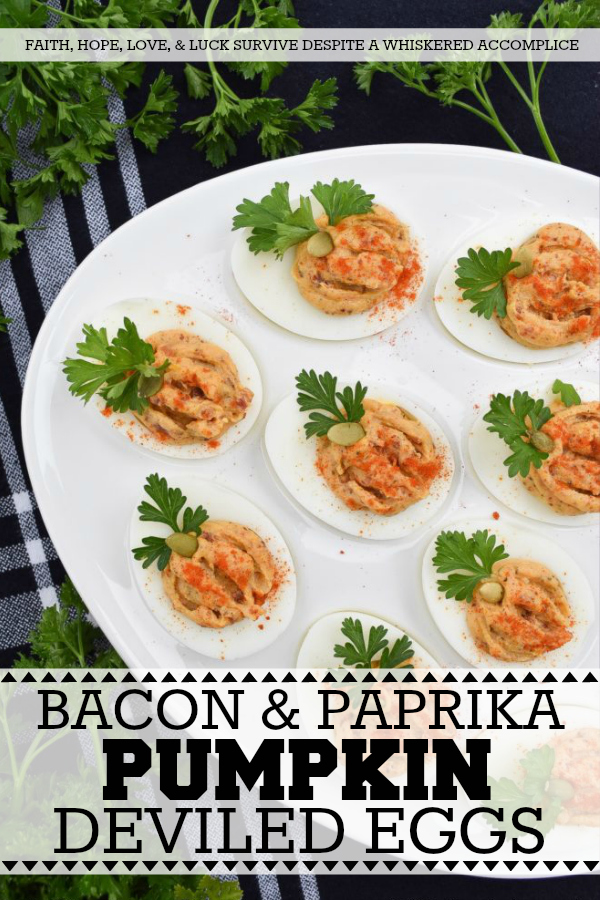 Bacon & Paprika Pumpkin Deviled Eggs - When you're searching for an autumn party deviled egg recipe that not only tastes amazing but looks festive, this is the recipe you need. Not only do crispy bacon and paprika add tons of flavor, as well as texture, but parsley leaves and roasted salted pumpkin seeds give these little pumpkin-shaped deviled eggs the perfect fall party appearance. They're the perfect excuse to throw a party.