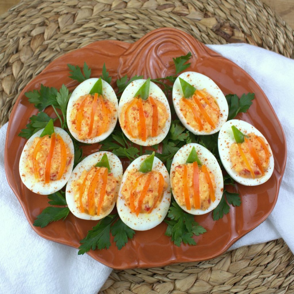Jack O' Lantern Deviled Eggs - Palatable Pastime - Welcome to Friday! Friday! Friday! Favorites! Each Friday we'll be sharing our favorite recipes of the week from other fabulous food bloggers, so make sure to visit and see what tasty over-the-top dishes we're most excited about.