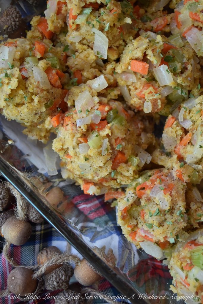 Make-Ahead Loaded Veggie Corn Bread Stuffing - Thanksgiving day is always hectic. So, why not make your holiday a little easier with this make-ahead side dish? This loaded veggie corn bread stuffing is chock-full of diced carrots, celery, and onion, with just the right amount of butter, cream, and chicken broth to make it extra flavorful and moist. And, by prepping the stuffing ahead of time, you'll have more time to relax with your family and friends on the big turkey day.