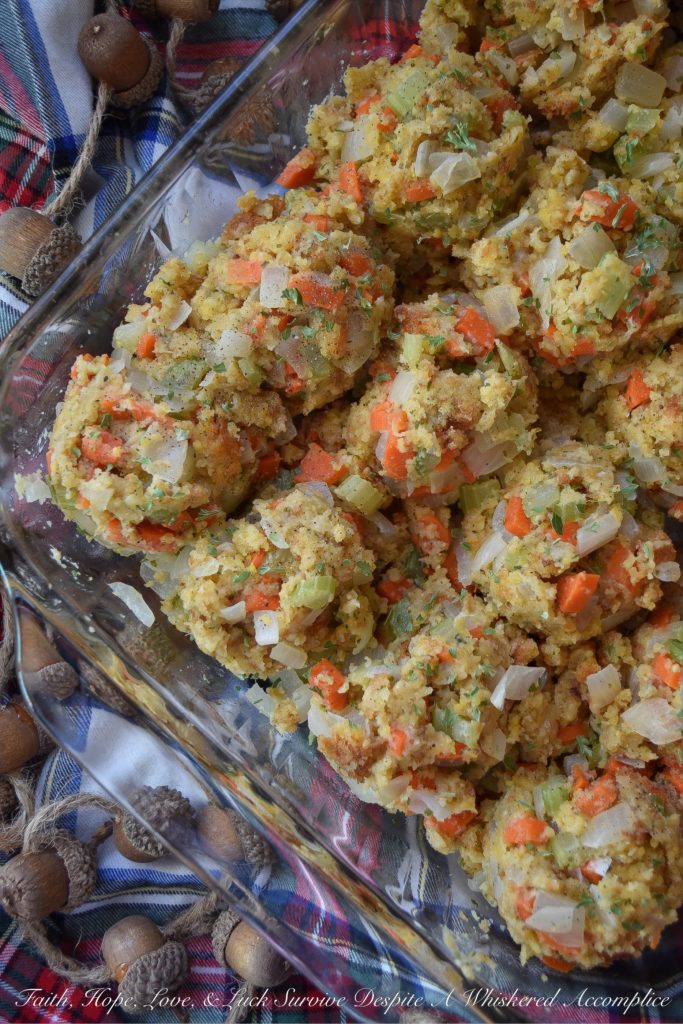 Make-Ahead Loaded Veggie Corn Bread Stuffing - Thanksgiving day is always hectic. So, why not make your holiday a little easier with this make-ahead side dish? This loaded veggie corn bread stuffing is chock-full of diced carrots, celery, and onion, with just the right amount of butter, cream, and chicken broth to make it extra flavorful and moist. And, by prepping the stuffing ahead of time, you'll have more time to relax with your family and friends on the big turkey day.