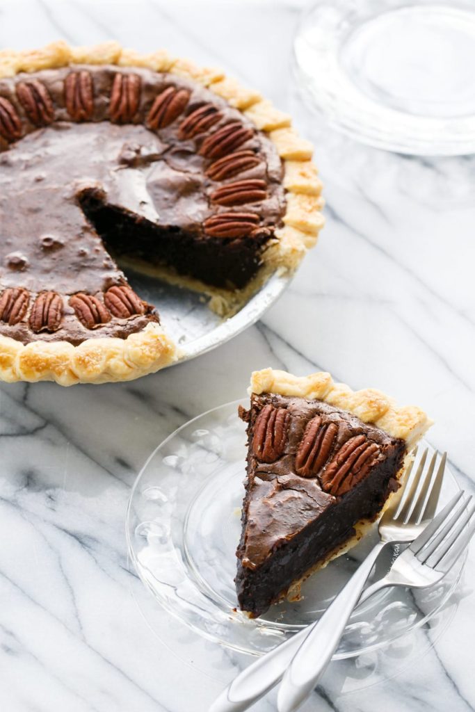 Chocolate Fudge Pecan Pie - Love & Olive Oil - Welcome to Friday! Friday! Friday! Favorites! Each Friday we'll be sharing our favorite recipes of the week from other fabulous food bloggers, so make sure to visit and see what tasty over-the-top dishes we're most excited about.