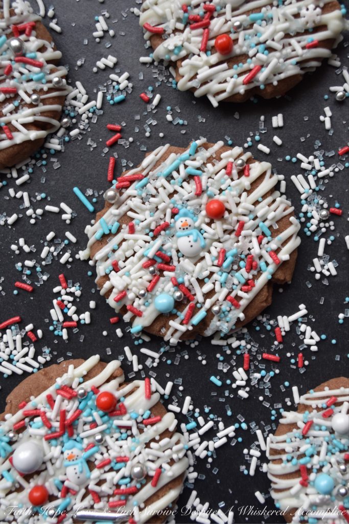 Chocolate Hazelnut Winter Wonderland Cookies - This is truly a chocolate holiday cookie recipe you can make your own. A basic cookie recipe that is a great base to garnish with either milk, dark, or white chocolate. Sprinkle on some finely chopped hazelnuts, sprinkles, or decorative sugar, and you'll have a festive Christmas cookie that tastes as good as it looks.