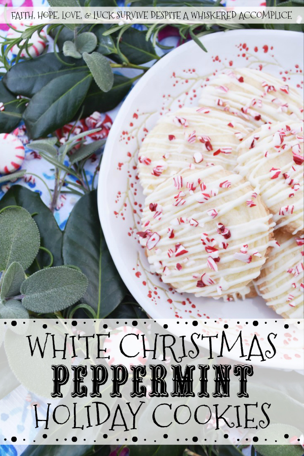 White Christmas Peppermint Holiday Cookies - Not only do these peppermint holiday cookies practically melt in your mouth, but due to their flaky texture, they almost crumble apart at the gentlest touch. Thankfully the white chocolate they are drizzled with helps keep them together just long enough for you to get them from your hand to your mouth. Sure there may be a few crumbs dropped during the process, but who can't live with a few crumbs at Christmas time?