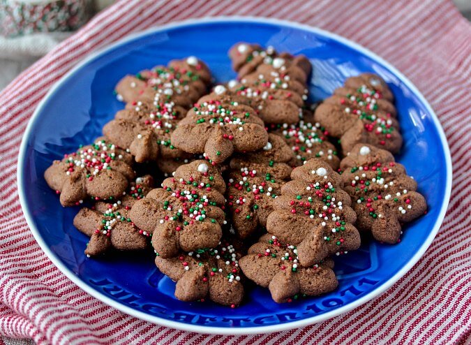 Chocolate Spritz Christmas Tree Cookies - Karen's Kitchen Stories - Welcome to Friday! Friday! Friday! Favorites! Each Friday we'll be sharing our favorite recipes of the week from other fabulous food bloggers, so make sure to visit and see what tasty over-the-top dishes we're most excited about.