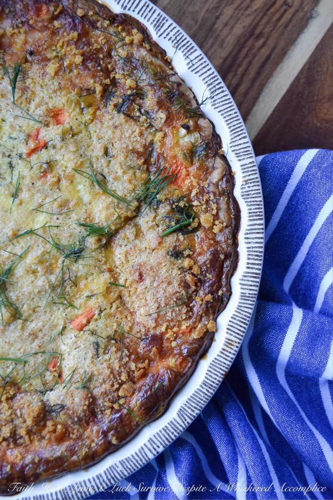 Cracker Crumb Topped Fennel & Carrot Quiche - From a sun-drenched weekend brunch to a quick, satisfying lunch, or even a cozy weeknight dinner, this veggie-loaded quiche effortlessly adapts to your needs. Imagine a golden, savory pie crust filled with the subtle anise notes of flavorful fennel, bright, sweet carrots, and the nutty, creamy tang of melted Gouda cheese, all crowned with an irresistible, crispy cracker crumb topping. Be prepared, this is one quiche recipe that will have your entire family begging for seconds.