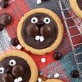 Groundhog Day Peanut Butter Cookies - This year, celebrate Groundhog Day with these festive peanut butter cookies decorated with chocolate, candy eyeballs, and marshmallow teeth. I'm pretty sure you'll enjoy decorating them just as much as you'll enjoy eating them. And, as an added bonus, you'll get to snack on some chocolate candy while making them. Cookies and candy? What a treat.