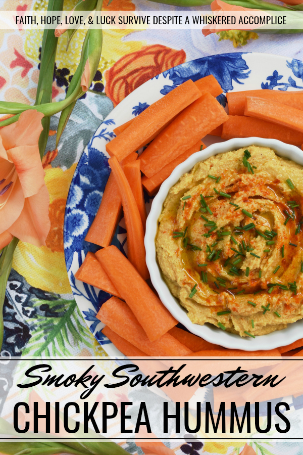 Smoky Southwestern Chickpea Hummus - Traditional chickpea or garbanzo bean hummus is given a Southwestern twist with the addition of ingredients the average person has on hand in their pantry. Smoky cumin, lime juice, lime zest, salt, black pepper, garlic powder, onion powder, paprika, ground chipotle, and extra virgin olive oil all help to give this homemade creamy hummus an amazing flavor that you'll prefer to any store-bought version.