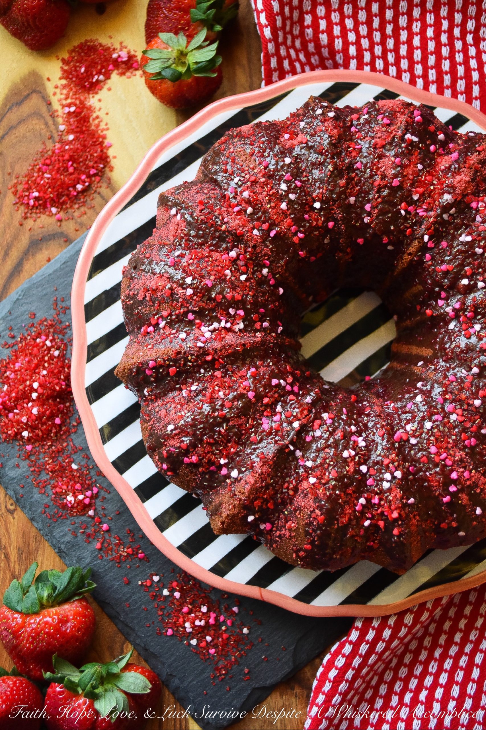 Chocolate-Glazed Extreme Strawberry Bundt Cake