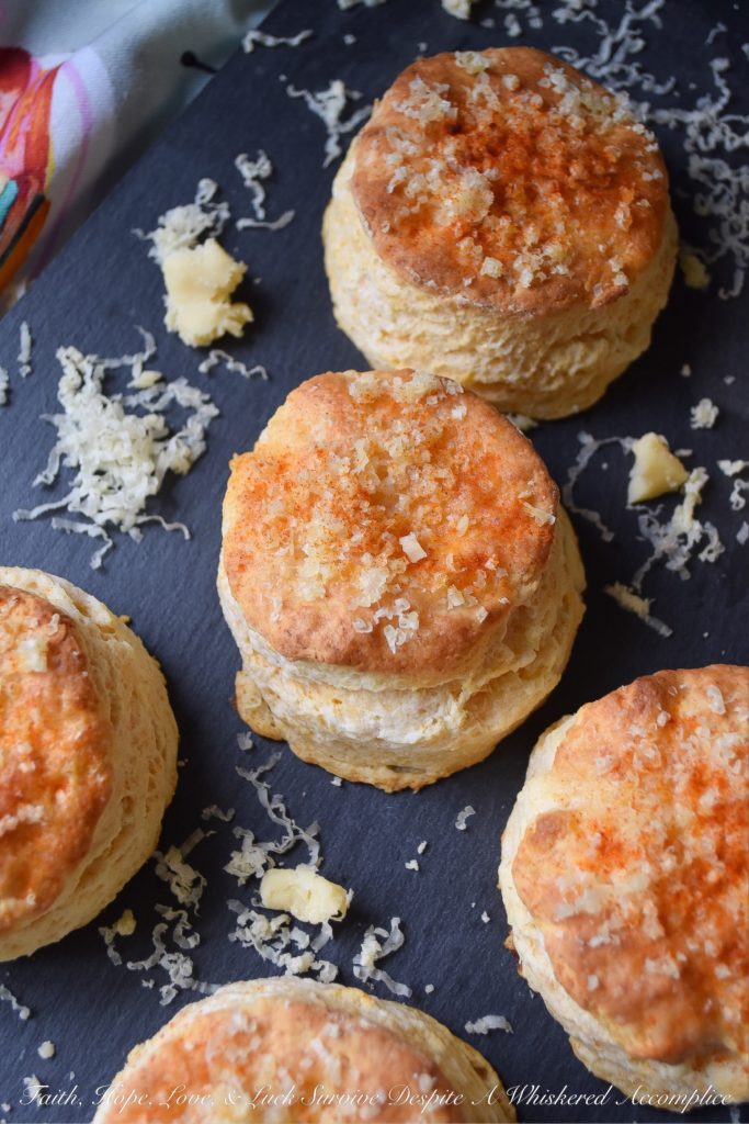 Southern Crumbly Cheddar & Paprika Biscuits - These homemade southern biscuits pack quite the flavor wallop, thanks to a little bit of ground paprika and finely grated cheddar cheese. And we're not talking any ordinary cheddar cheese either, we're talking crumbly extra sharp cheddar cheese. If you're a true cheese aficionado, then you're definitely going to love these delicious, buttery, cheesy biscuits.