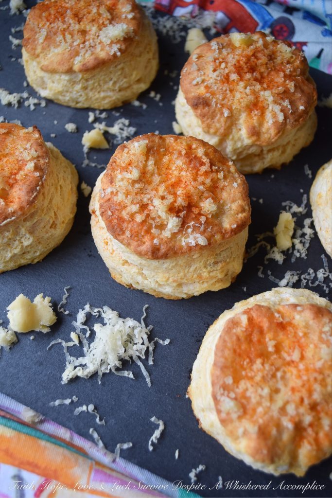 Southern Crumbly Cheddar & Paprika Biscuits - These homemade southern biscuits pack quite the flavor wallop, thanks to a little bit of ground paprika and finely grated cheddar cheese. And we're not talking any ordinary cheddar cheese either, we're talking crumbly extra sharp cheddar cheese. If you're a true cheese aficionado, then you're definitely going to love these delicious, buttery, cheesy biscuits.