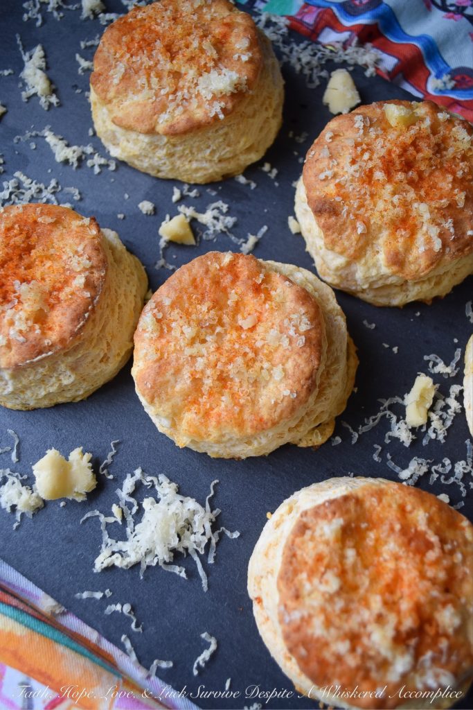 Southern Crumbly Cheddar & Paprika Biscuits - These homemade southern biscuits pack quite the flavor wallop, thanks to a little bit of ground paprika and finely grated cheddar cheese. And we're not talking any ordinary cheddar cheese either, we're talking crumbly extra sharp cheddar cheese. If you're a true cheese aficionado, then you're definitely going to love these delicious, buttery, cheesy biscuits.