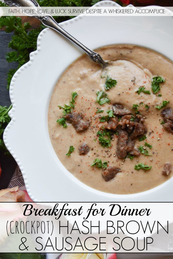 Breakfast for Dinner Hash Brown & Sausage Soup - Breakfast for dinner is a great way to switch up your normal routine on a busy weeknight. This creamy crockpot soup, made with refrigerated hash browns and browned maple sausage, has all of the flavors of breakfast but is perfectly satisfying for dinner. And, since it cooks in a slow cooker all day, you'll be able to get dinner on the table fast.