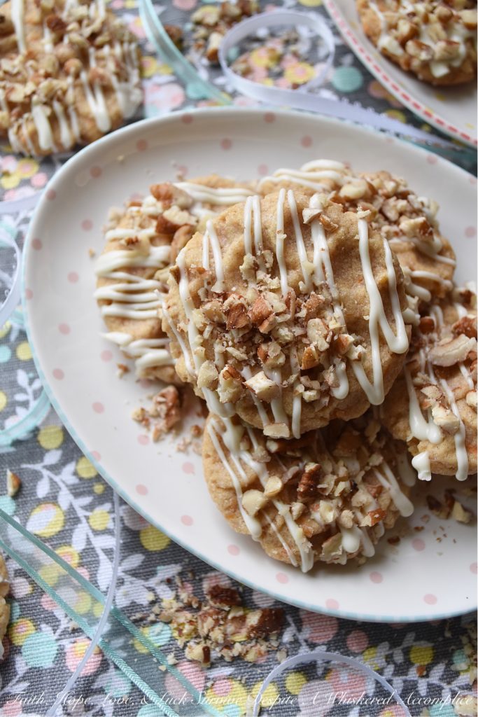 White Chocolate Carrot Cake Tea Cookies - Nothing says spring more than carrot cake. It's one dessert that seems to pop up every year when the trees begin to bloom and Easter approaches. This year, instead of making a traditional carrot cake, try making these tea cookies instead. These cookies are a convenient single-serving dessert with all of the cinnamon, pecan, and white chocolate flavors you've come to love.