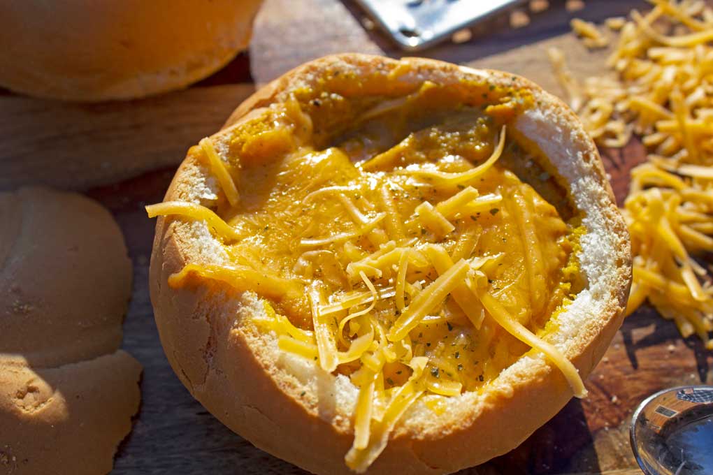 Carrot-Cheddar Soup in Bread Bowls - The Mountain Kitchen - Welcome to Friday! Friday! Friday! Favorites! Each Friday we'll be sharing our favorite recipes of the week from other fabulous food bloggers, so make sure to visit and see what tasty over-the-top dishes we're most excited about.