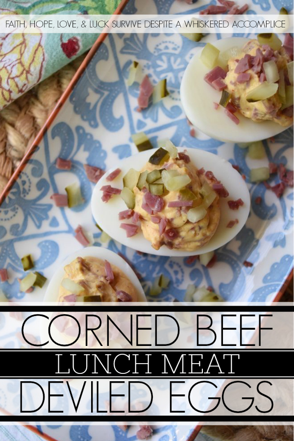 Corned Beef (Lunch Meat) Irish Deviled Eggs - Deviled eggs aren't just for Easter. These particular ones are for St. Patrick's Day. A little bit of seasoning, a few dill pickles, and a wee bit of very finely chopped corned beef lunch meat definitely help give these traditional deviled eggs an Irish flair. They're so fantastic, you may just decide that they don't even require a holiday to enjoy them.