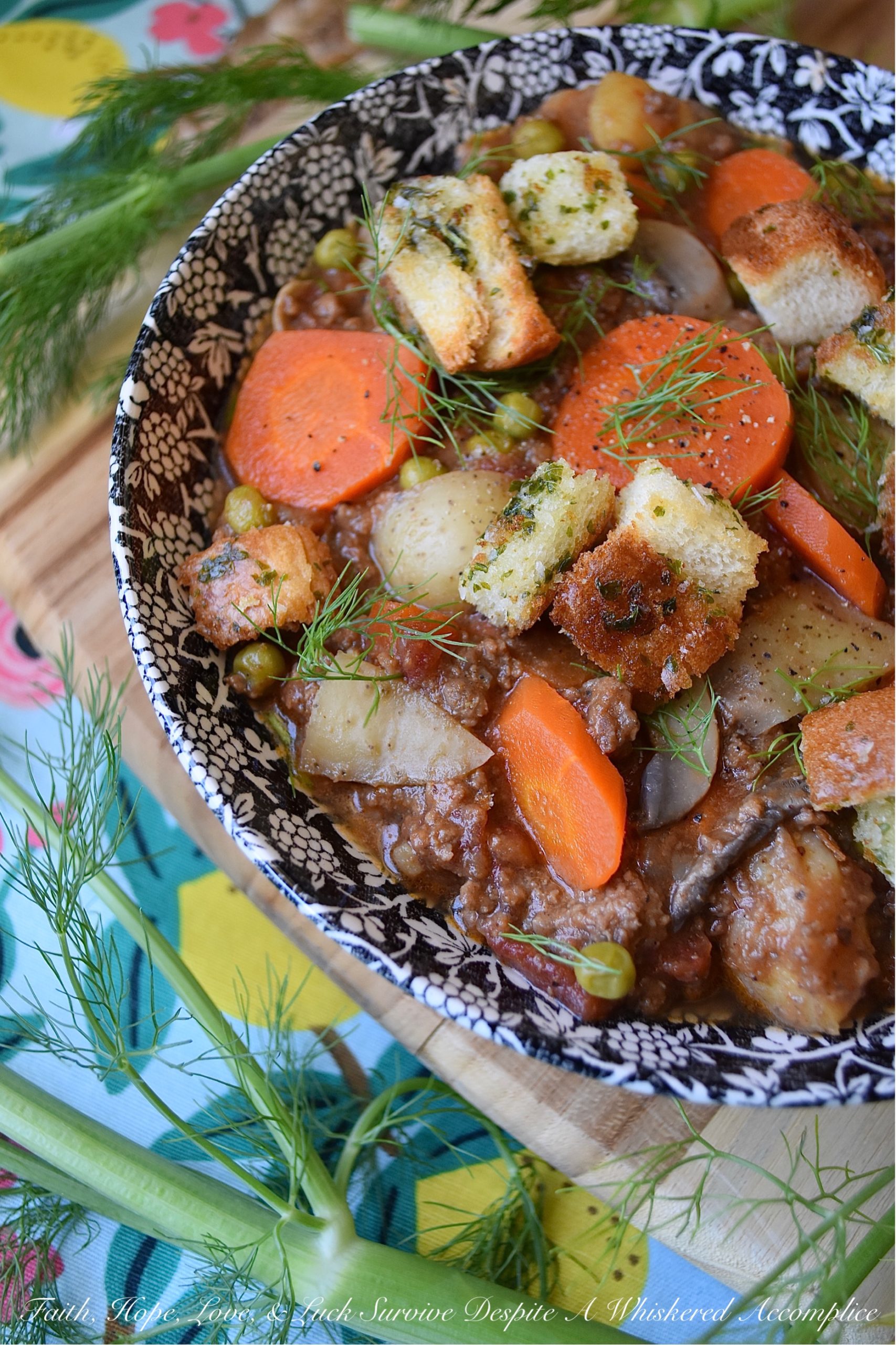 Stovetop Guinness Beef Stew with Herb Croutons