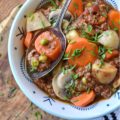 Crockpot Guinness Burger Stew - Did you buy too much Guinness for St. Patrick's Day? If so, use a little bit of that excess beer to make this rich and delicious burger stew. Stout and ground beef go so well together, and when you add in lots of vegetables, it gets even better. This is one bowl of stew even a stingy leprechaun would find hard to resist.
