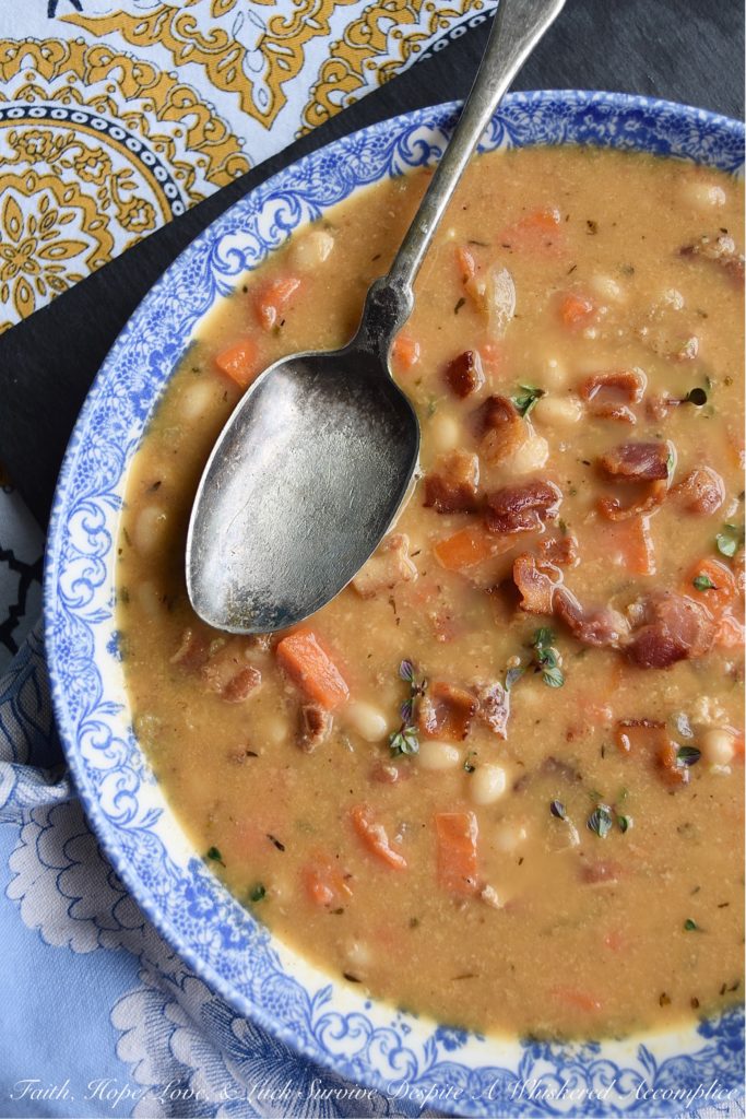 Bacon, Beer, & Dried Navy Bean Soup - Don't be afraid to break out a bag of dried beans to make your next pot of soup. An overnight soak in water is all that is needed to help them plump up and soften. Add in some bacon, beer, a few veggies, and some seasonings, and you'll have a pot of navy bean soup that's almost impossible to resist.