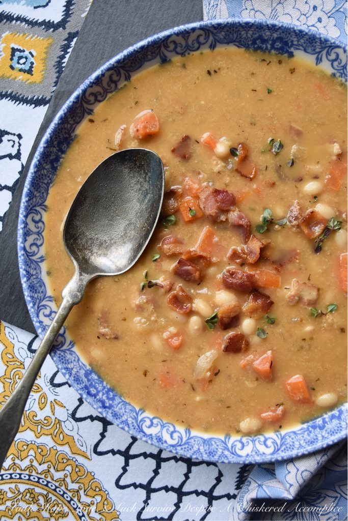 Bacon, Beer, & Dried Navy Bean Soup - Don't be afraid to break out a bag of dried beans to make your next pot of soup. An overnight soak in water is all that is needed to help them plump up and soften. Add in some bacon, beer, a few veggies, and some seasonings, and you'll have a pot of navy bean soup that's almost impossible to resist.