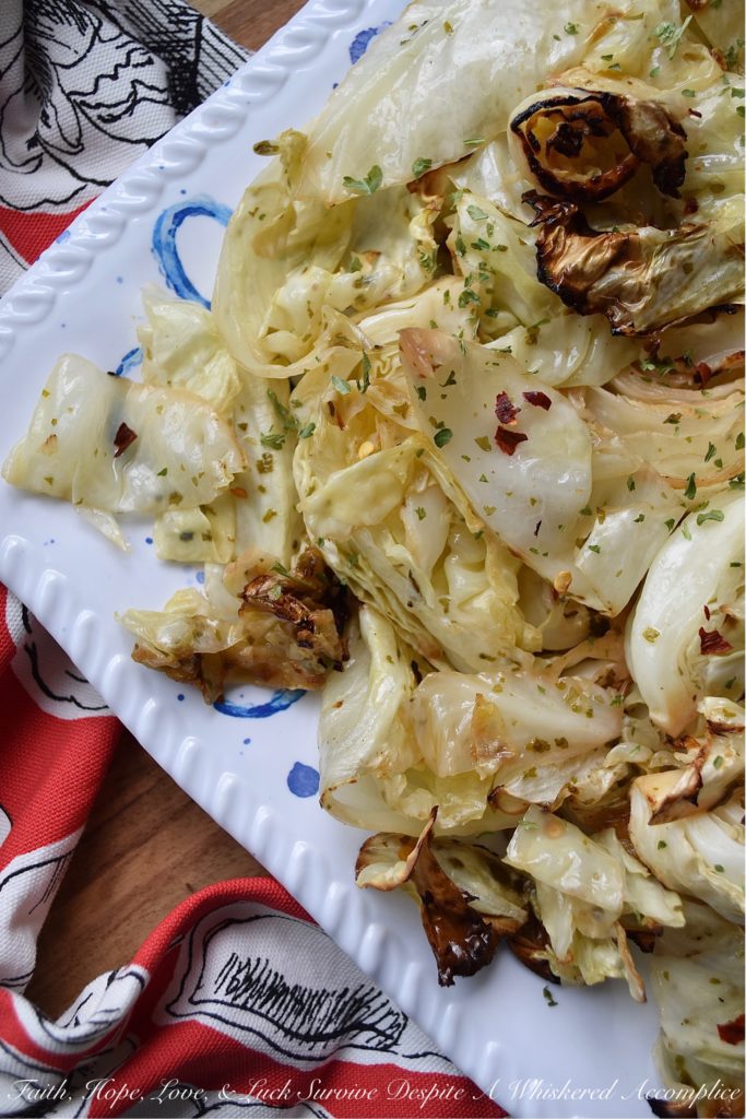 Zesty Oven-Roasted Cabbage - Say hello to your new go-to healthy weeknight dinner side dish. I think that you'll be pleasantly surprised at just how flavorful this six-ingredient recipe is and I know that you'll definitely be pleased that it's a one-pan recipe as well. This zesty cabbage is sure to make a cabbage lover out of just about anyone.
