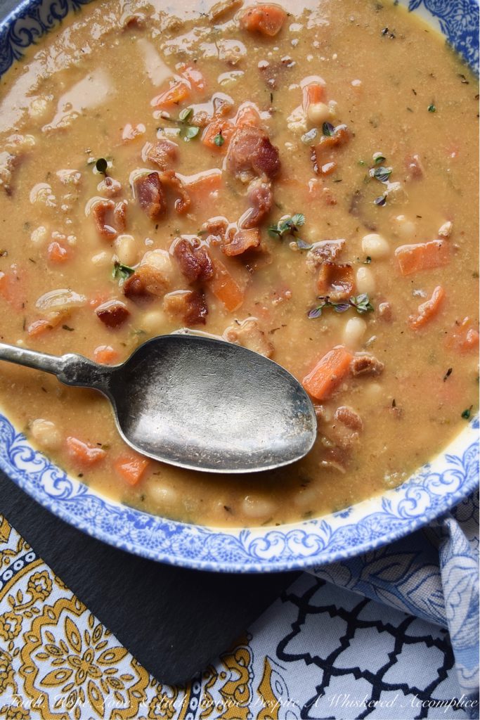 Bacon, Beer, & Dried Navy Bean Soup - Don't be afraid to break out a bag of dried beans to make your next pot of soup. An overnight soak in water is all that is needed to help them plump up and soften. Add in some bacon, beer, a few veggies, and some seasonings, and you'll have a pot of navy bean soup that's almost impossible to resist.