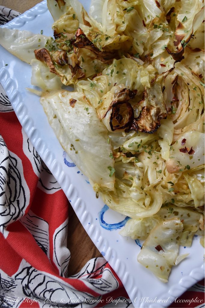 Zesty Oven-Roasted Cabbage - Say hello to your new go-to healthy weeknight dinner side dish. I think that you'll be pleasantly surprised at just how flavorful this six-ingredient recipe is and I know that you'll definitely be pleased that it's a one-pan recipe as well. This zesty cabbage is sure to make a cabbage lover out of just about anyone.