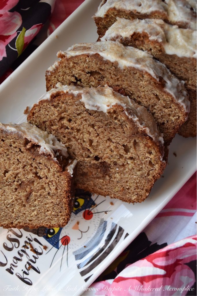 Cinnamon Swirl Banana & Apple Sauce Bread - Banana bread is a great way to use up overly-ripe bananas, which you might otherwise throw away. Adding in a little bit of apple sauce and sour cream will also help to ensure that this loaf of breakfast bread isn't too dry. And, as an added bonus, a cinnamon sugar swirl and a powdered sugar glaze, take this quick bread to the next level, by adding tons of flavor and sweetness.