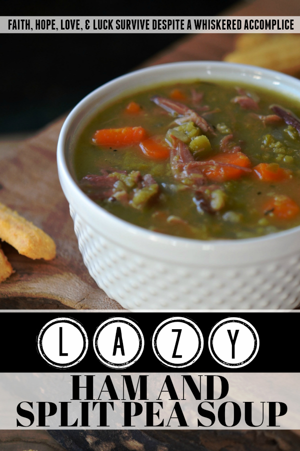 Lazy Ham and Split Pea Soup - We all have those days when we want to be lazy, but we also want something comforting and hearty to enjoy for dinner. This split pea soup, made with homemade ham stock, is the perfect meal for one of those days.