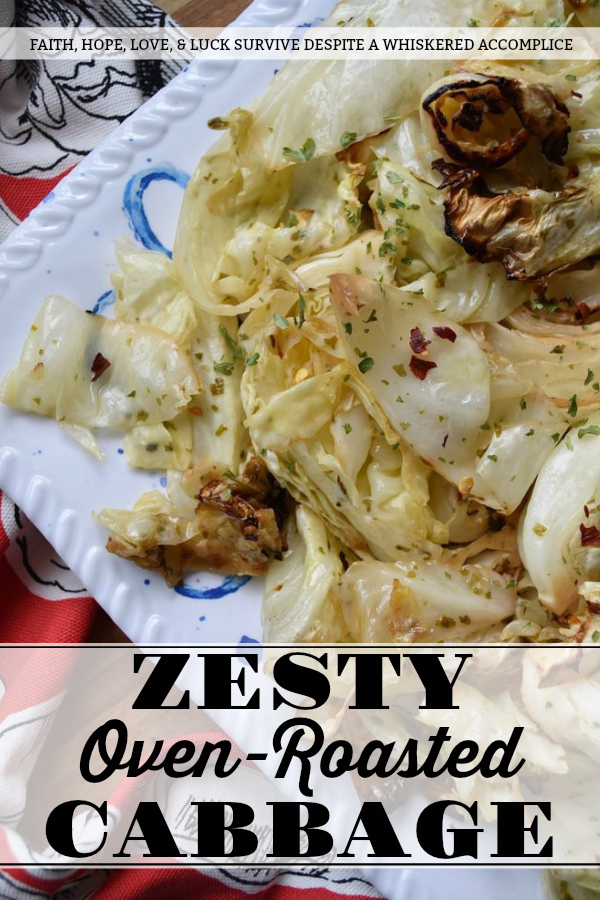 Zesty Oven-Roasted Cabbage - Say hello to your new go-to healthy weeknight dinner side dish. I think that you'll be pleasantly surprised at just how flavorful this six-ingredient recipe is and I know that you'll definitely be pleased that it's a one-pan recipe as well. This zesty cabbage is sure to make a cabbage lover out of just about anyone.
