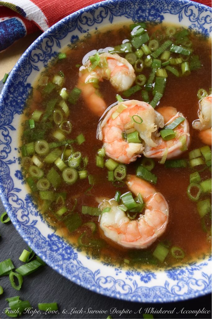 Poached Shrimp & Spring Onion One-Pot Soup - This one-pot, healthy, seafood and fresh vegetable soup is basically like eating a bowl of wonton soup without the wontons. And since this simple, quick to make, Asian-inspired soup is full of poached shrimp and chopped spring onions, you won't even mind the fact that the wontons are missing.