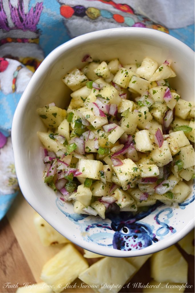 Sweet & Tangy Pineapple Red Onion Salsa - Fresh pineapple and finely diced red onion give this homemade salsa a flavor you won't soon forget. The next time you find yourself craving Mexican food, this is definitely the recipe you need to try. Whether served with chips, alongside fajitas, or on top of tacos, this sweet and tangy salsa will win you over at first bite.