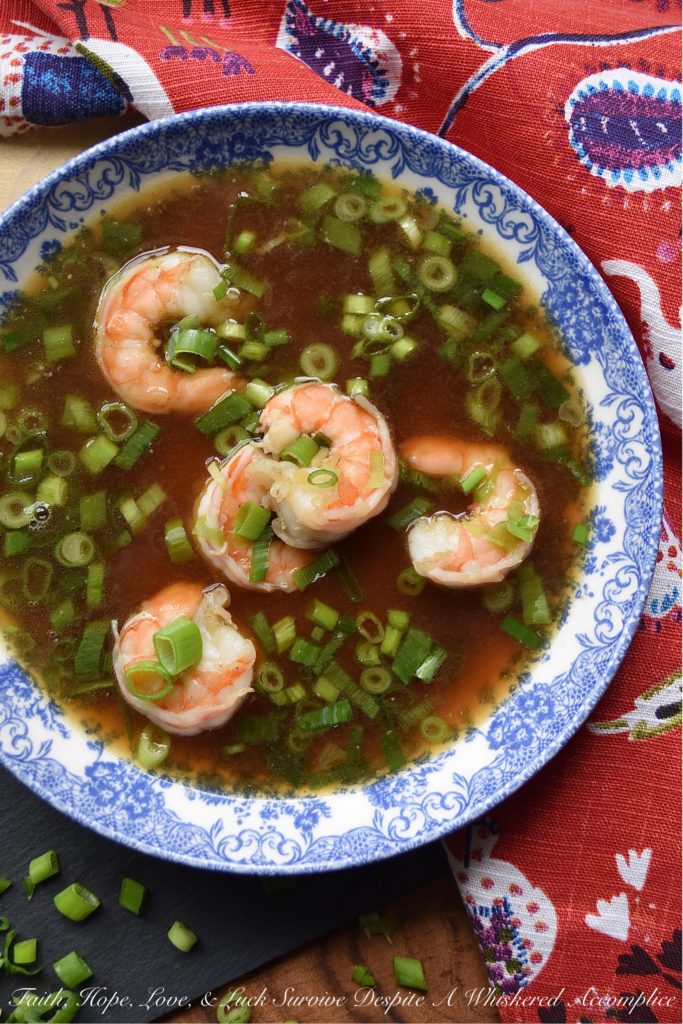 Poached Shrimp & Spring Onion One-Pot Soup - This one-pot, healthy, seafood and fresh vegetable soup is basically like eating a bowl of wonton soup without the wontons. And since this simple, quick to make, Asian-inspired soup is full of poached shrimp and chopped spring onions, you won't even mind the fact that the wontons are missing.